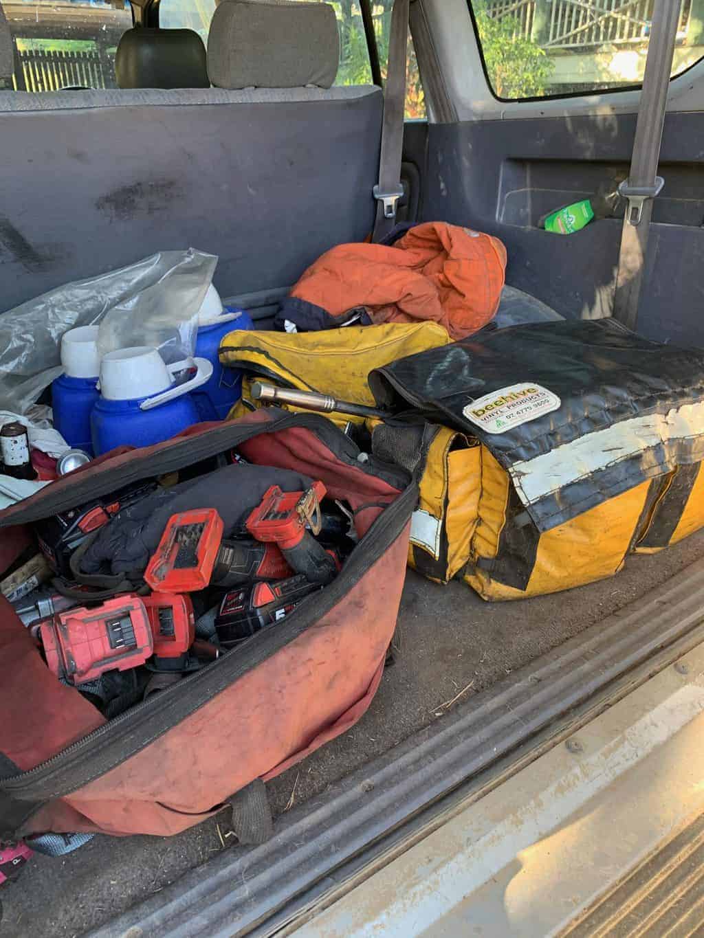 Milwaukee tools in tool bag