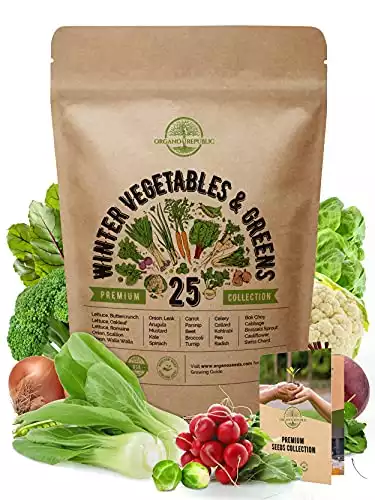 25 Winter Vegetable Garden Seeds Variety Pack