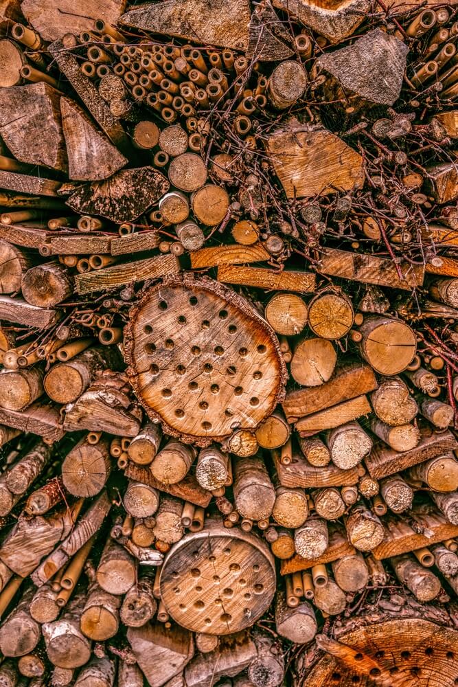 Rustic and elite bug hotel for housing many garden insects and creatures.